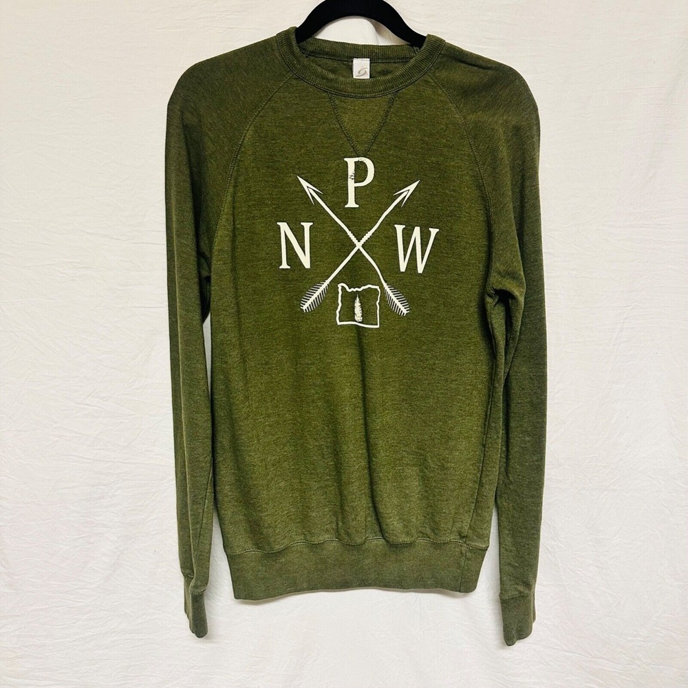 Pacific North West PNW Smart Blanks Pullover Sweater Green Crew neck Size‎ Small